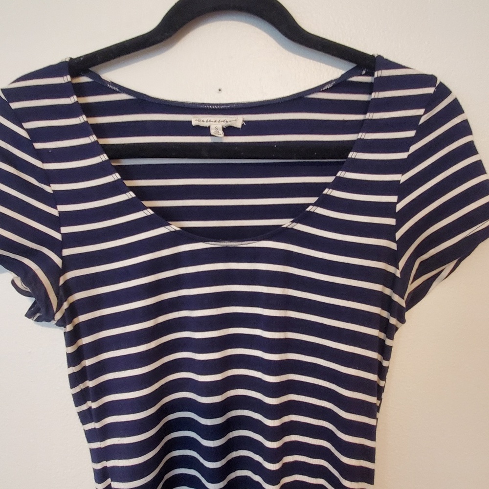 Women's Little Black Bodysuit Striped Bodysuit Size S Pre-Owned